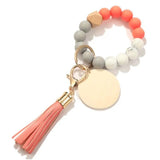 Rainbery Tassel Wristlet Wooden Bracelet Keychains
