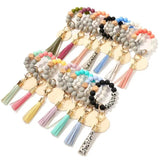 Rainbery Tassel Wristlet Wooden Bracelet Keychains