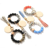 Rainbery Tassel Wristlet Wooden Bracelet Keychains