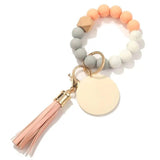 Rainbery Tassel Wristlet Wooden Bracelet Keychains