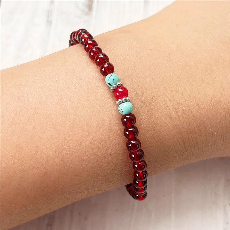 Natural Turquoise Garnet Bracelet for Women
