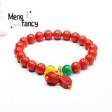 Red Cinnabar Yuanbao Tassel Bracelet Zhaocai Bead String Retro Charm Women