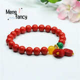 Red Cinnabar Yuanbao Tassel Bracelet Zhaocai Bead String Retro Charm Women