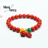 Red Cinnabar Yuanbao Tassel Bracelet Zhaocai Bead String Retro Charm Women