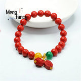 Red Cinnabar Yuanbao Tassel Bracelet Zhaocai Bead String Retro Charm Women