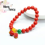 Red Cinnabar Yuanbao Tassel Bracelet Zhaocai Bead String Retro Charm Women