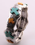 Turquoise Cross Inlay Alloy Bracelet for Women Dress Jewelry