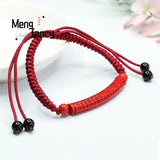 Natural Red Cinnabar Heart Warp Curved Hand Rope Weaving Charm