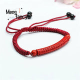 Natural Red Cinnabar Heart Warp Curved Hand Rope Weaving Charm