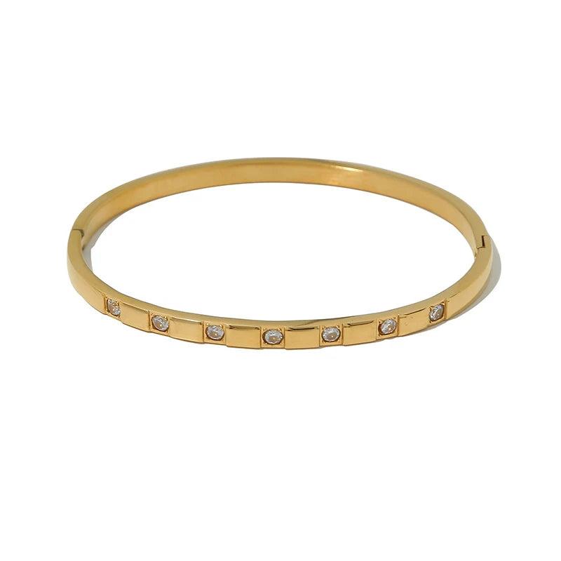 18k Plated Stainless Steel CZ Bangle Bracelet