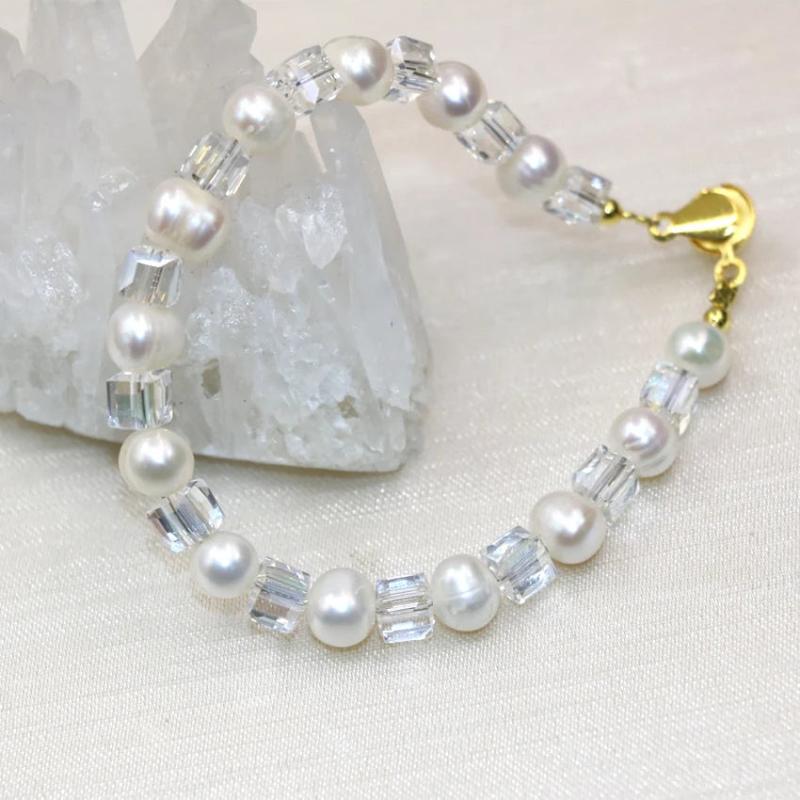 Bohemia 7-8mm Pearl Crystal Bracelet for Women Party DIY Jewelry