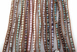 Glass Crystal Beads Wrap Bracelet 2 Wraps Leather Bead Bracelet