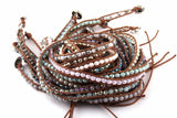 Glass Crystal Beads Wrap Bracelet 2 Wraps Leather Bead Bracelet