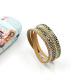 Leather Stick-on Crystals Women's Bracelet Multi-Layer 3-Color