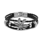 Men's Multilayer Leather Wristband Bracelet Rope Jewelry