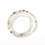 Boho Natural Stone Beads Bracelet Vintage Metal Wrap Bracelet