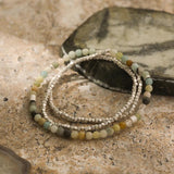 Boho Natural Stone Beads Bracelet Vintage Metal Wrap Bracelet