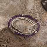 Boho Natural Stone Beads Bracelet Vintage Metal Wrap Bracelet
