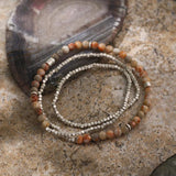 Boho Natural Stone Beads Bracelet Vintage Metal Wrap Bracelet