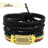 Adjustable Vintage Leather Beaded Bracelet Wristband