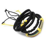 Adjustable Vintage Leather Beaded Bracelet Wristband
