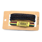 Adjustable Vintage Leather Beaded Bracelet Wristband