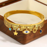 Stainless Steel Evil Eye Bangles Bracelets for Women