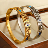 Stainless Steel Evil Eye Bangles Bracelets for Women