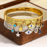 Stainless Steel Evil Eye Bangles Bracelets for Women