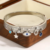 Stainless Steel Evil Eye Bangles Bracelets for Women