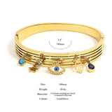 Stainless Steel Evil Eye Bangles Bracelets for Women