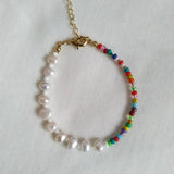 Colorful Rice Beads Freshwater Pearl Bracelet Bohemian Beach Jewelry
