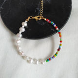 Colorful Rice Beads Freshwater Pearl Bracelet Bohemian Beach Jewelry