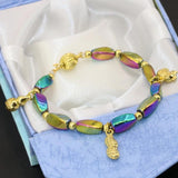 Gold Spacer Multicolor Hematite Beaded Bracelet 7.5inch
