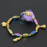 Gold Spacer Multicolor Hematite Beaded Bracelet 7.5inch