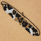 Leopard Print Boho Rice Ball Bracelet Hand Woven Retro Adjustable Unisex