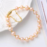 Classic Natural Pearl Bracelet Women Beaded Cuff Jewelry Gift