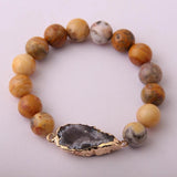Brown Stone Druzy Charm Bracelet
