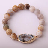 Brown Stone Druzy Charm Bracelet