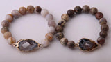 Brown Stone Druzy Charm Bracelet