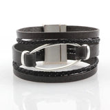 Handmade Leather Rope Bracelet with Magnet Buckle