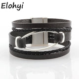 Handmade Leather Rope Bracelet with Magnet Buckle