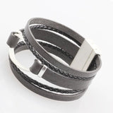 Handmade Leather Rope Bracelet with Magnet Buckle