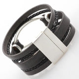 Handmade Leather Rope Bracelet with Magnet Buckle