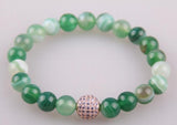 Green Stone Micro Zircon Pave Ball Bracelet Bangle