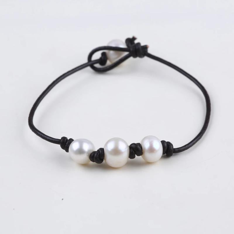 Freshwater Pearl Leather Bracelet for Women
