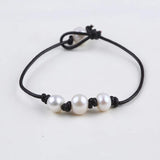 Freshwater Pearl Leather Bracelet for Women