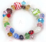 Crystal Glass Beads and Heart Strand Cluster Bracelet