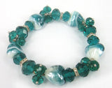 Crystal Glass Beads and Heart Strand Cluster Bracelet
