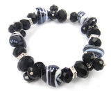 Crystal Glass Beads and Heart Strand Cluster Bracelet